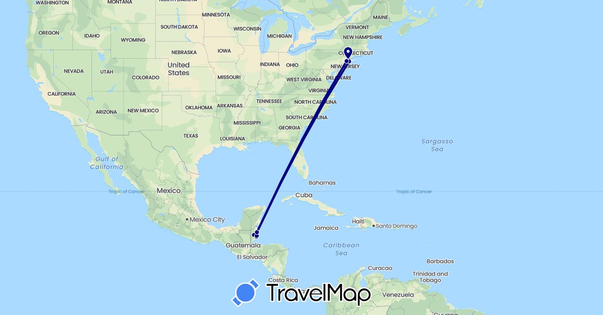 TravelMap itinerary: driving in Belize, United States (North America)